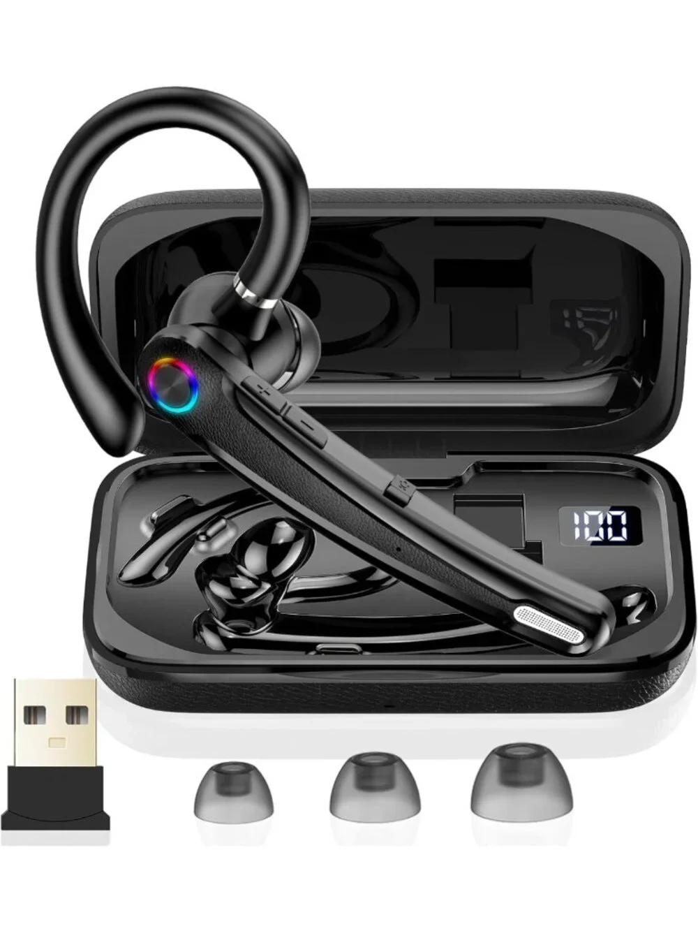Wireless Bluetooth Headset V5.4, Dual Mic Noise Cancelling, 115H Playtime